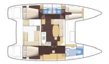 Plan aménagement - Lagoon Lagoon 400 3 cabines, Occasion (2011) - Martinique (Ref 326)